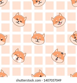 seamless pattern of shiba inu cartoon	