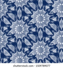 Seamless pattern Shibori in Indigo color. Digital Quilting Arts. Tie-dye. Tied and dyed - is a manual resist dyeing technique, of Japanese artisan design which produces patterns on fabric.