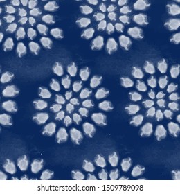 Seamless pattern Shibori in Indigo color. Digital Quilting Arts. Tie-dye. Tied and dyed - is a manual resist dyeing technique, of Japanese artisan design which produces patterns on fabric.