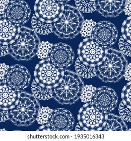 Seamless pattern Shibori in Indigo color. Digital Quilting Arts. Tie-dye. Tied and dyed - is a manual resist dyeing technique, of Japanese artisan design which produces patterns on fabric.