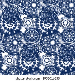 Seamless pattern Shibori in Indigo color. Digital Quilting Arts. Tie-dye. Tied and dyed - is a manual resist dyeing technique, of Japanese artisan design which produces patterns on fabric.