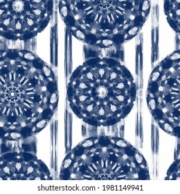 Seamless pattern Shibori in Indigo color. Digital Quilting Arts. Tie-dye. Tied and dyed - is a manual resist dyeing technique, of Japanese artisan design which produces patterns on fabric.