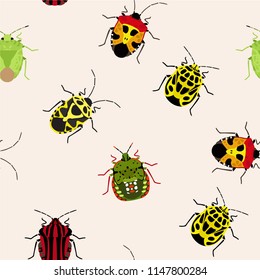 Seamless pattern with shield bugs.