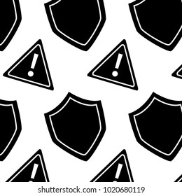 seamless pattern shield protection warning alert digital