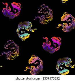 Seamless pattern of shine fishers. Vector fish pattern. Illustration for fabric, wallpaper, cover -vector.