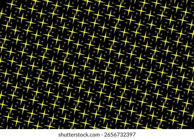 Seamless pattern with shine stars. Black and yellow simple shining star pattern. Festive pattern with shine star. Vector illustration