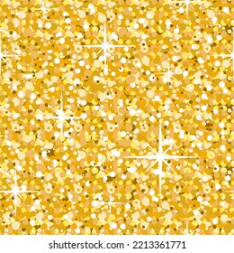 Seamless pattern shining glitter, stars, sequins. Shiny golden color background. For wallpaper, printing on fabric, wrapping