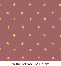 Seamless pattern with shining golden stars. Shiny stars. Gentle childish background