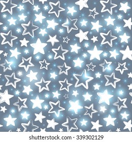 Seamless pattern with shining stars. Beautiful greeting background. Wrapping paper. Vector illustration