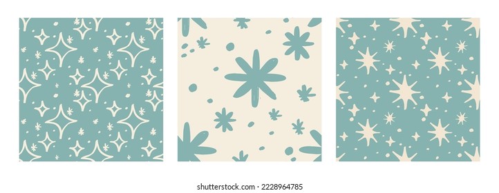 Seamless pattern with shining stars, sparkles. Unique print in boh style. Ideal for fabric template, cover, wrapper or postcard.