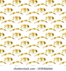 fondo brillante de patrón sin costura, textura dorada. El ojo que se repite es de color dorado. ilustración vectorial.