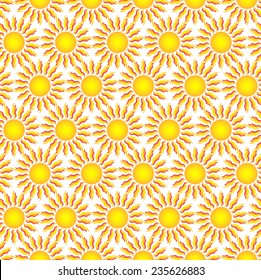 Seamless Pattern with Shiny Bright Yellow Sun vector