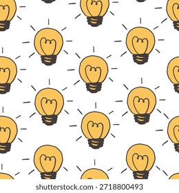 Seamless pattern with shiny bulb in hand drawn style.Element for decoration design print background backdrop wrapping wallpaper banner textile