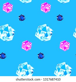 Seamless pattern shiny crystal diamond background fill. Vector illustration clipart, jewelry elegant ornament, luxury design texture for textile, wrapping paper, social media, shop, web, promotion, ad