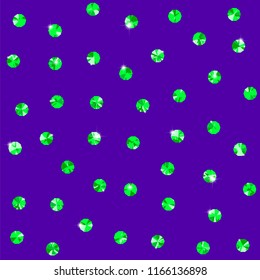 Seamless pattern with shiny golden diamonds or chrystals tiled background as abstract vintage polka dot ornament