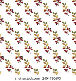 Seamless pattern with shiny or hedge cotoneaster (Cotoneaster lucidus), honey and ornamental plant. Vector illustration