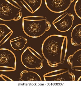 Seamless pattern with shiny ornate cups. Vector illustration for your graphic design.