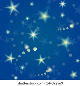 Seamless pattern with shiny stars and the night sky.Great holiday background. Eps10 vector illustration.