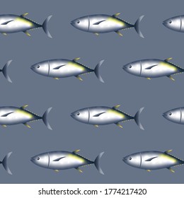 Seamless pattern shiny tuna fish