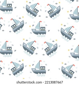 Seamless pattern with ship characters perfect for wrapping paper