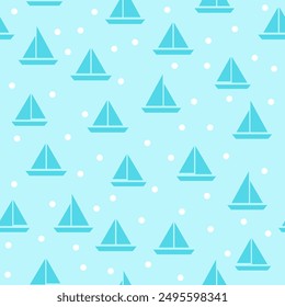 seamless pattern ship vector blue color, good for wallpaper, textiles, summer designs.