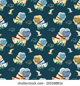 seamless pattern with ships