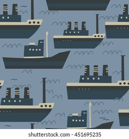 Seamless pattern with ships