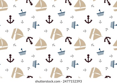 seamless pattern with ships and anchors. Catch the summer vibe concept. vector illustration. print for wrapping paper. seamless background