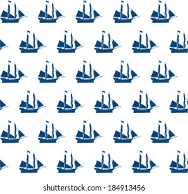 Seamless pattern with ships. Vector illustration.