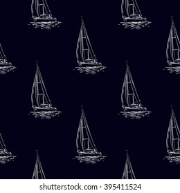Seamless pattern with ships. Vector Illustration