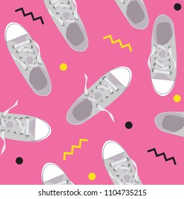 Seamless Pattern with shoes on color background Vector Illustration EPS10