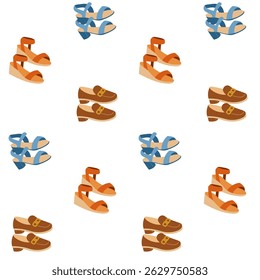 Padrão contínuo para loja de sapatos. Sapatos femininos na moda de verão.