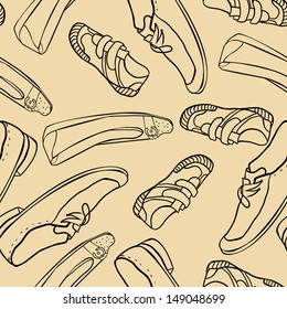 Seamless pattern with shoes, vector illustration