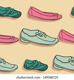 Seamless pattern with shoes, vector illustration