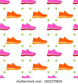 Seamless pattern with shoes, Vector texture illustration.