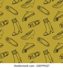 Seamless pattern with shoes yellow