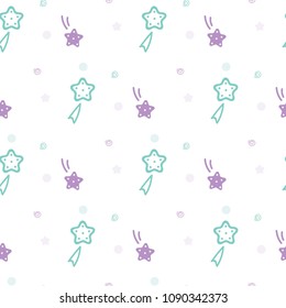 Seamless Pattern with Shooting Star Design on White Background