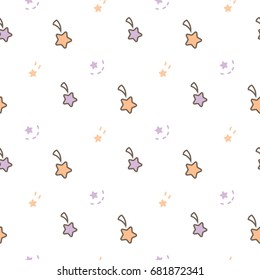 Seamless Pattern of Shooting Star Design on White Background