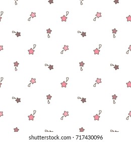 Seamless Pattern of Shooting Stars on White Background