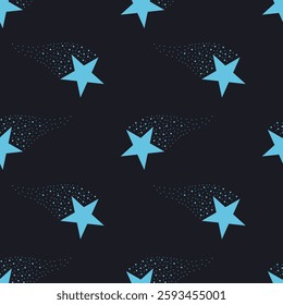 Seamless pattern with shooting stars.  Simple cute design. Vector illustration