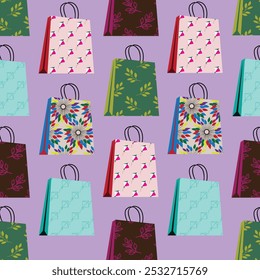 Seamless pattern with shopping bags.