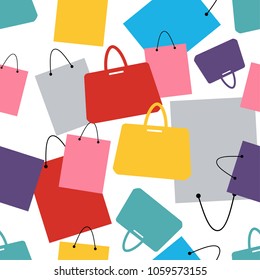 Seamless pattern of shopping bags and fashion handbags