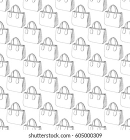 Seamless pattern with shopping bags in a sketch style. Vector illustration.
