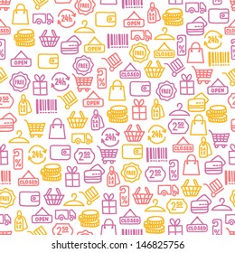 Seamless pattern with shopping elements