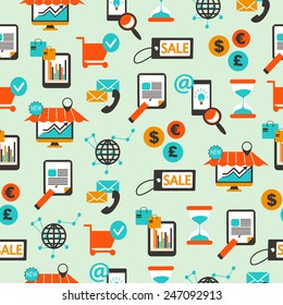 Seamless pattern with shopping equipment.