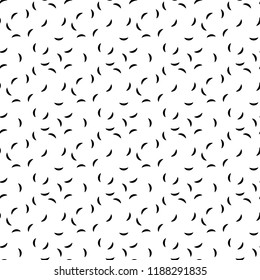 Seamless pattern of short curves. Black worms on white background. Abstract vector pattern.