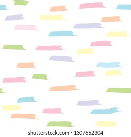 Seamless pattern with short stripes painted strokes. Multicolored simple texture  - Vector