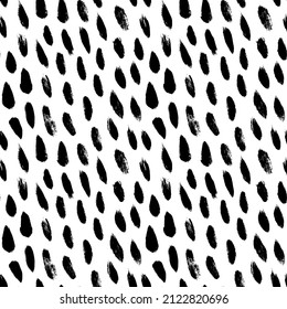 Seamless pattern with short vertical brushstrokes. Hand drawn striped modern texture. Diagonal rough black brush strokes. Ink painted hand made abstract background. Vector chaotic strokes.