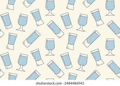 seamless pattern with shots of vodka or tequila; summer party background- vector illustration