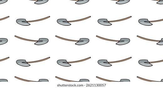 Seamless pattern with shovel side view doodle vector